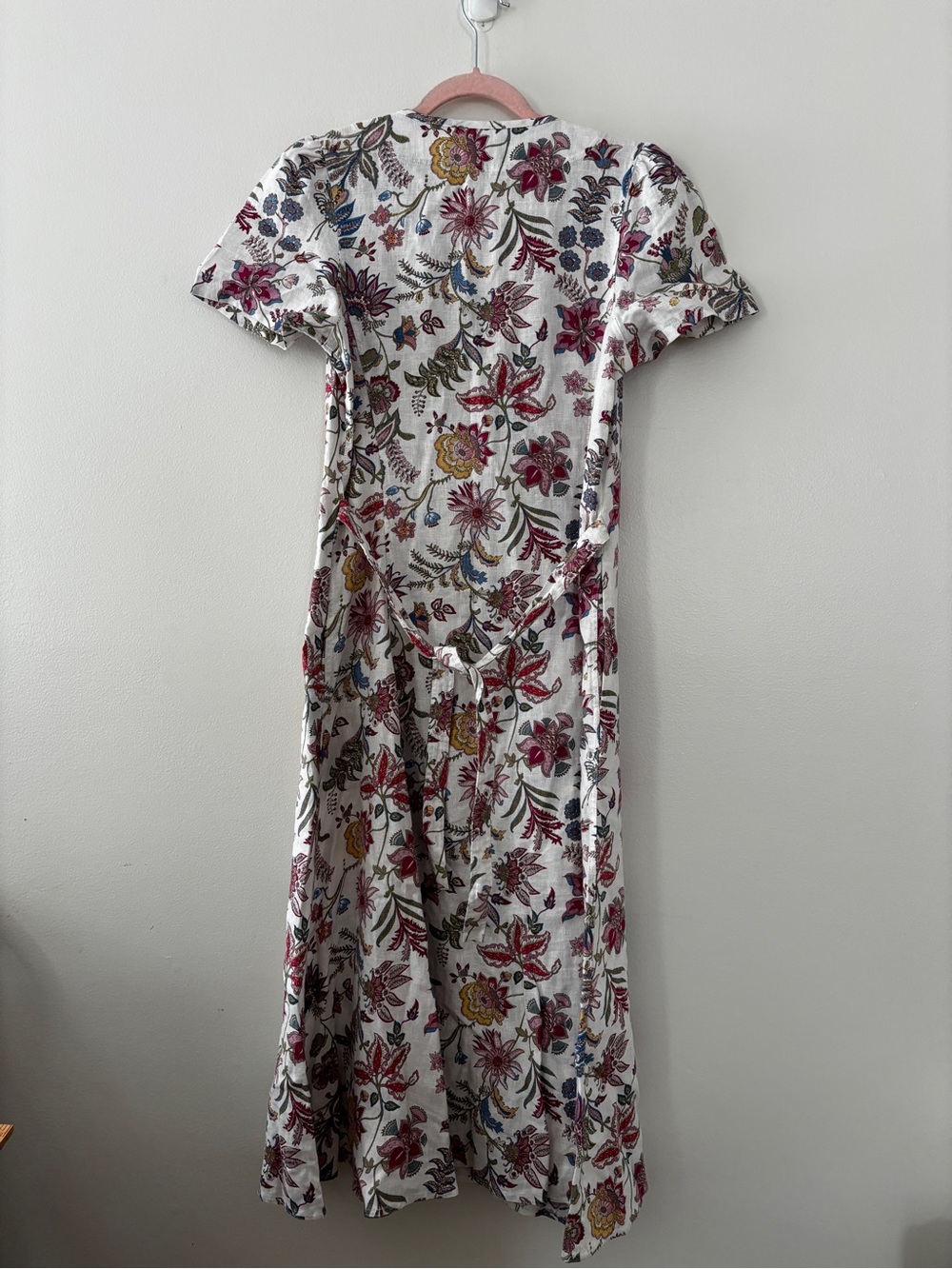 Polo Ralph Lauren 100% Linen Midi Length Floral Dress V-Neck Short Sleeve Size 8 - Picture 2 of 15